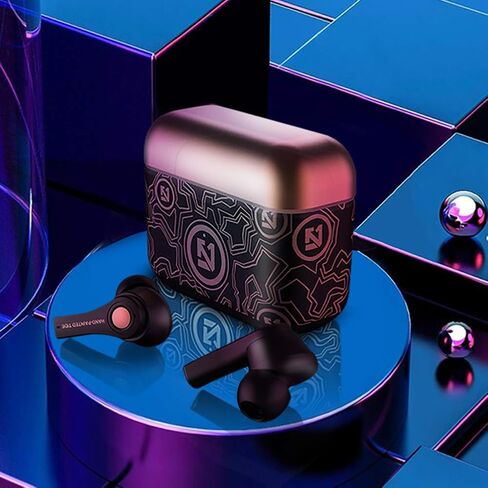 Wireless Headset,Earbuds Bluetooth 5.0 Mini in Ear Automatic Pairing Earphones Bicolor Hand Painted Handsfree Headset. (Black) in Saudi Arabia