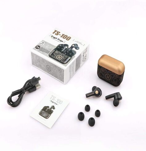 Wireless Headset,Earbuds Bluetooth 5.0 Mini in Ear Automatic Pairing Earphones Bicolor Hand Painted Handsfree Headset. (Black) in Saudi Arabia