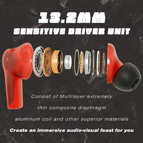 Wireless Headset,Earbuds Bluetooth 5.0 Mini in Ear Automatic Pairing Earphones Bicolor Hand Painted Handsfree Headset. (Black) in Saudi Arabia