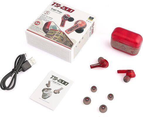 Wireless Headset,Earbuds Bluetooth 5.0 Mini in Ear Automatic Pairing Earphones Bicolor Hand Painted Handsfree Headset. (Black) in Saudi Arabia