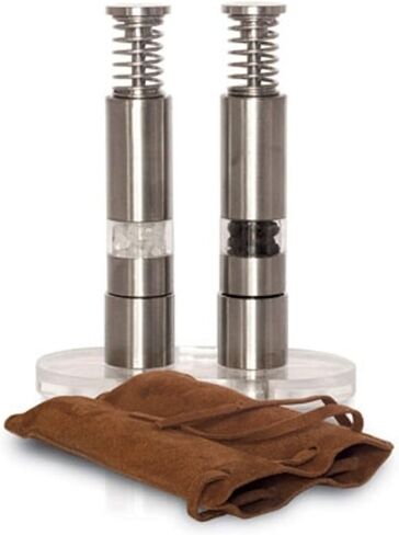 Travel Salt And Pepper Grinder Set, Grind Gourmet Original Pump & Grind Salt and Pepper Push It, Spice Grinder (Clear) in Kuwait