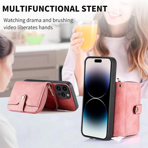 Phone Case for iPhone 14 Pro 6.1 inch Zipper Wallet Cover with Credit Card Holder Slot Shoulder Crossbody Strap Long Lanyard Leather Cell iPhone14Pro 5G i i-Phone i14 iPhone14 14Pro Women Girls Blue in Kuwait