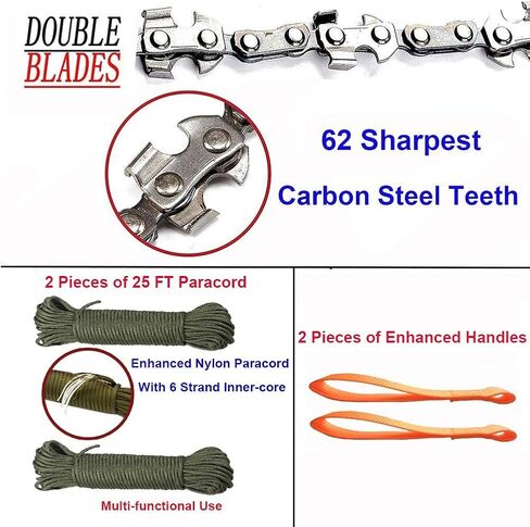 Homyall 48 Inch High Reach Tree Limb Hand Rope Chain Saw for Tree Trimming-Upgraded Pocket Manual Chainsaw with 62 Sharp Blades on Both Sides for Gardening Camping Survival Gear in Saudi Arabia