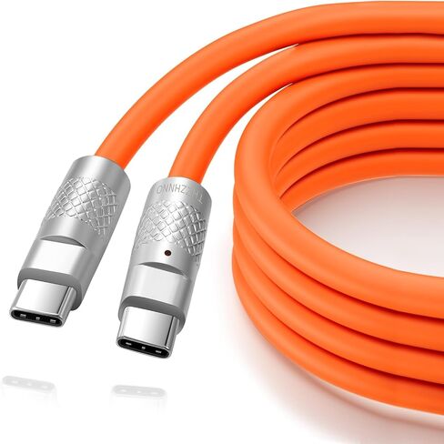 Liquid Silicone USB 3.2 Gen2 20Gbps Cable 10FT, Soft Chubby USB C to USB C 4K@60Hz Video PD 100W Type C Cord for Thunderbolt 3, iPad/iPhone 15/Pro, MacBook, Galaxy (Orange) in Saudi Arabia