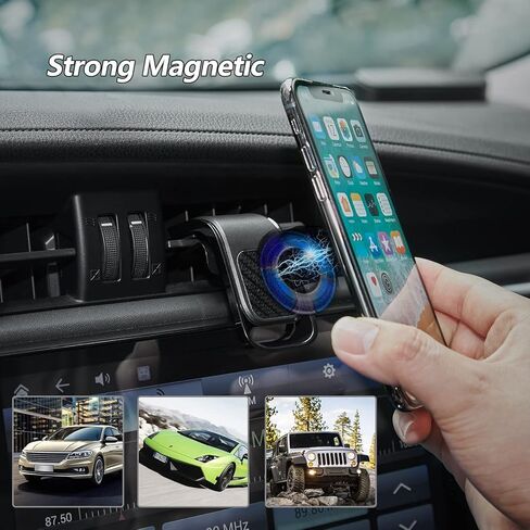 PHOCAR Magnetic Phone Car Mount, Strong Magnet Air Vent Car Phone Holder with Unique Clip Hook, 2 Thin Metal Plate, Compatible with iPhone 13 Pro Max, 12, Samgsung Galaxy, Xiaomi, Huawei, Oppo, LG in Saudi Arabia
