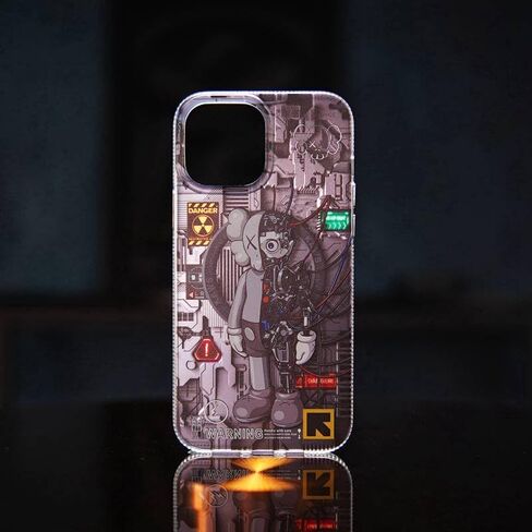 N/A Case for iPhone 12 Pro and for iPhone 12, Glossy Silver Colored with Trendy Cartoon Robot Design, IMD Laser Silicone Protective Cell Phone Back Cover in Saudi Arabia