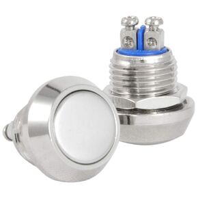 JacobsParts Momentary Pushbutton Starter Switch Circular Stainless Steel Metal Silver fits 5/8" (22mm) Diameter Panel Cutout Hole