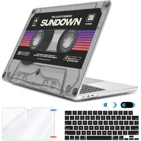 Compatible with MacBook Air 13.6 inch Case 2024 2023 2022 Release M3 A3113 M2 A2681 with Touch ID, Plastic Hard Shell Case&Keyboard Cover&Screen Protector&Webcam Cover, Bows-b