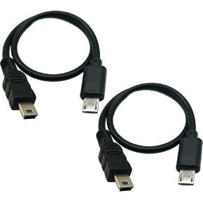 USB OTG Cable, 2 Pack USB Micro Male to Mini USB 5 Pin Male Conversion Adapter Cable for Canon Cameras and Tablets (1Ft/30cm)