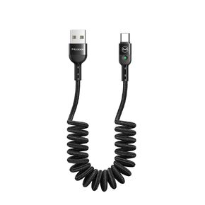 mcdodo [Type-C] Anti Winding Cable, Quick Charge QC 4.0 USB C Charging Data Coiled Cable Nylon Braided LED Compatible with Phone 15/15 Pro Max/Samsung Galaxy S20 S10 S9 S8 Plus Note10 LG Google Pixel