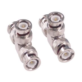 2pcs BNC Male to Dual BNC Male 1-Male to 2-Male 3 Way Video Splitter Coax Aerial Adapter for CCTV(F87-2)