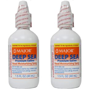 Deep Sea Saline Nasal Spray Generic for Ocean Nasal Moisturizing Spray 1.5 oz per Bottle Pack of 8 Bottles by Major Pharmaceuticals