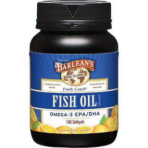 Barlean's Fish Oil Omega 3 Supplement, Ultra EPA DHA Fatty Acid Softgels for Joint, Brain, & Heart Health Supplements, 1000mg Orange Flavored Fish Oil Pills, 60 Count