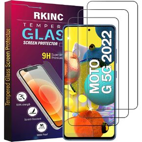 RKINC Screen Protector [3-Pack] for Motorola Moto G 5G (2022), Tempered Glass Film Screen Protector, 0.33mm [LifetimeWarranty][Bubble-Free][Anti-Scratch][Anti-Shatter]