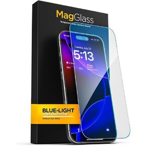 magglass Compatible with iPhone 16 BlueLight Screen Protector, Tempered Glass with Blue Light Filter (Easy Applicator Included)