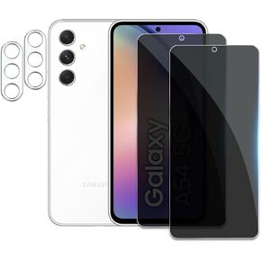 [2+2 Pack] Privacy Screen Protector for Samsung Galaxy A54 5G, Anti-Spy Shatterproof Tempered Glass with Camera Lens Tempered Glass 9H Hardness Bubble Free