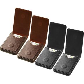 Outus 4 Pieces Business Card Case RFID Blocking Wallet Credit Card Holder Minimalist PU Leather Slim Flip Name Card Wallet with Magnetic Shut for Men Women, 4 Colors