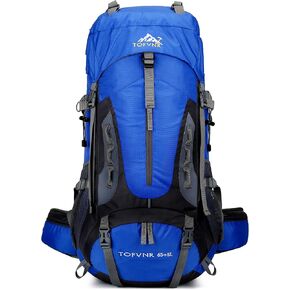 YFREAL 60L Travel Hiking Camping Backpack with Rain Cover and 2 Carebiners,Backpack Water Resistant,Climbing Backpack for Men Women (BLACK)