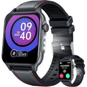 Smart Watch for Men Fitness Tracker: 2.0" Military Smartwatches with Bluetooth Call Three Lights Flashlight Watch Compatible Android iOS Phone 100+ Outdoor Sports Modes Pedometer Heart Rate Monitor