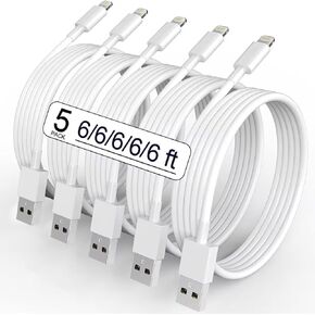 5 Pack(10FT)[Apple MFi Certified] iPhone Charger Long Lightning Cable Fast Charging iPhone Cord Compatible iPhone 14/14 Pro Max/13 Pro Max/12/11 Pro Max/Mini/XS MAX/XR/XS/X/8/7/Plus/6 iPad
