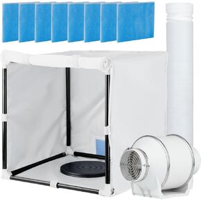 Airbrush Booth, Siebwin 16.5 * 16.5 * 16.5 inch Portable Hobby Airbrush Paint Spray Booth Kit with Powerful Duct Fans, High Bright Light, Turntable and Filter Hose for Model Craft Nail Toy Part