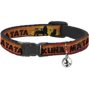 Buckle-Down Breakaway Cat Collar - Lion King HAKUNA MATATA Sunset Oranges/Black - 1/2" Wide - Fits 8-12" Neck - Medium