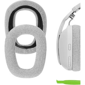 Geekria Comfort Mesh Fabric Replacement Ear Pads for Logitech Zone Vibe 100 Headphones Ear Cushions, Headset Earpads, Ear Cups Cover Repair Parts (Grey)