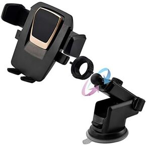 Car Mount Phone Holder, Universal Car Phone Holder for Air Vent & Dashboard | 360 Degree Rotation Windshield Mount Compatible with All Smartphones | Suction Cup Cradle Stand and Vehicle Mobile Holder