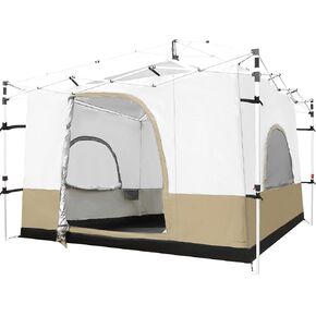 REDCAMP 10' x 10' خيمة مكعبة للتخييم، مظلة منبثقة محمولة، تحول مظلة الساق المستقيمة إلى خيمة مربعة للتخييم الداخلية مع فتحة للكلاب وأرضية كاملة (إطار المظلة/المأوى غير متضمن)، أزرق
