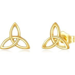 Irish Earrings Yellow Gold Celtic Knot Dangle Earrings Fine Gold Three-dimensional Drop Earrings Jewelry Gifts for Women Girls