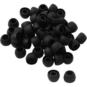 uxcell 50 Pcs Soft Silicone Replacement Earbud Tips, Portable 10 x 8mm Ear Tips for Earphone Headsets Accessories, Earbuds Covers with 5mm Inner Hole for Fit Most in-Ear Earbuds, Black