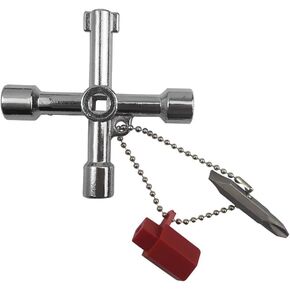 4 in 1 Universal Cross Triangle/Square/Round Key, 4 Ways Multifunction Alloy Key Wrench for Train Electrical Elevator Cabinet Valve (4 in 1 Pagoda Key)
