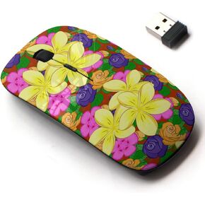 2.4G Wireless Mouse with Cute Pattern Design for All Laptops and Desktops with Nano Receiver - Decorative Plumeria