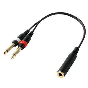 1/4" Stereo Splitter Cable 10 inch, 6.35mm 1/4" TRS Male Plug to Dual 1/4 inch 6.35mm Female Jack Connector Cord, Black Audio Splitter Adapter Cable for Guitar, Mixer, Speaker, Amp, Studio