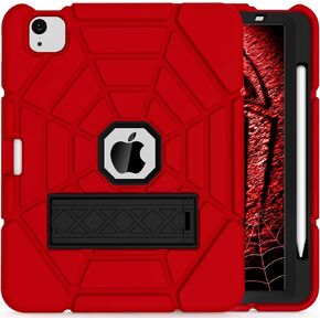 CCMAO Case for iPad Pro 11 Inch 2022/2021/2020/2018, iPad Air 5th/4th Generation 10.9 Inch Case with Pencil Holder, Heavy Duty Shockproof Protective Cover for Kids Boys Children, Red+Blue