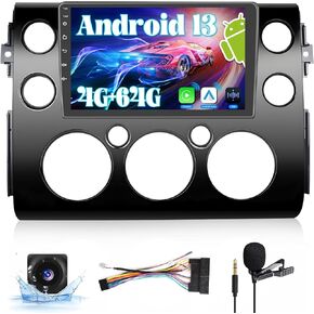 8 النوى 4 + 64G ستيريو سيارة أندرويد لـ 2007-2013 Toyota FJ Cruiser Radio، 9 بوصة تعمل باللمس مع CarPlay اللاسلكي Android Auto GPS Navigation WiFi Backup Camera Mirror Link Bluetooth Mic FM RDS