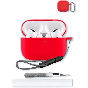 Case for Airpods 4rd Generation,Cover for Airpods 4 Case,Soft Protective,Shockproof, BOVUGAC Silicone Case for Apple AirPods 4rd Gen with Keychain & Cleaning Kit & Lanyard-Red