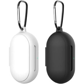 Hemobllo Compatible for Samsung Buds Plus Case - 2 Pcs Silicone Case Cover -Scratch Earbuds Carrying Case Shock Resistant Protective Case Skin with Keychain (Black+White)