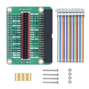 IO Expansion Board Compatible with Raspberry Pi 3, Pi 4 and Pi 400. with 40 Pin Contrast Silk Screen, BCM Encoding Information, WiringPi Encoding Information and Color GPIO 40 Pin Cable.