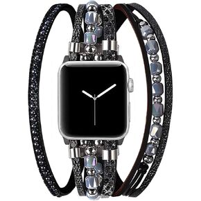 Cute Bands Compatible with Apple Watch Band Ultra iWatch Series 8 7 6 5 4 3 2 1 SE 49mm 45mm 44mm 42mm 41mm 38mm 40mm for Women, Luxury Designer Thin Leather Metal Bracelet Charms Strap for iWatch Bands