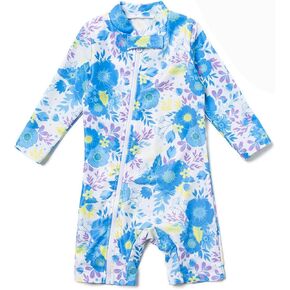 Baby Girl Swimsuit One Piece Sunsuits Long Sleeve with UPF 50+ Sun Protection