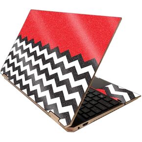 MightySkins Glossy Glitter Skin for HP Spectre x360 15" (2020) - Red Chevron | Protective, Durable High-Gloss Glitter Finish | Easy to Apply, Remove, and Change Styles | Made in The USA