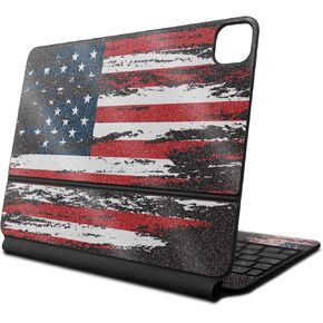 Glossy Glitter Skin Compatible with Apple Magic Keyboard for iPad Pro 13‑inch (M4) 2024 - Tattered Flag - Premium 3M Vinyl Protective Decal Cover - Easy to Apply | Crafted in The USA by MightySkins