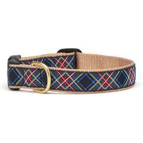 Up Country Black Tartan Dog Collar, 5/8 inch Width, Medium (12 to 18 inches)