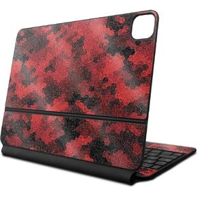 Glossy Glitter Skin Compatible with Apple Magic Keyboard for iPad Pro 13‑inch (M4) 2024 - Red Hexa Camo - Premium 3M Vinyl Protective Decal Cover - Easy to Apply | Crafted in The USA by MightySkins
