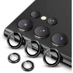 JETech Camera Lens Protector for Samsung Galaxy S22 Ultra 5G 6.8-Inch, 9H Tempered Glass Metal Individual Ring Cover, Easy Installation Tray, HD Clear, 1 Set (Phantom Black)