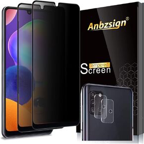 Anbzsign [2 Pack] Camera Lens Protector and [2 Pack] Privacy Screen Protector for Samsung Galaxy A31, [Full Coverage] Anti-Spy 9H Hardness Tempered Glass