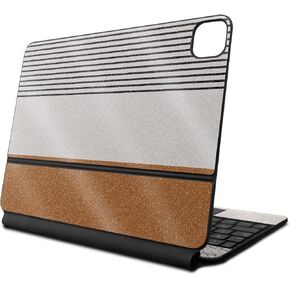 Glossy Glitter Skin Compatible with Apple Magic Keyboard for iPad Pro 13‑inch (M4) 2024 - Neutral Stripes - Premium 3M Vinyl Protective Decal Cover - Easy to Apply | Crafted in The USA by MightySkins