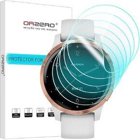 Orzero (6 Pack) Compatible for Garmin Vivoactive 4S 40MM Screen Protector, High Definition 0.2mm PET Clear TPU Soft Flexible Film Anti-Scratch Bubble-Free