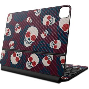 Carbon Fiber Skin Compatible with Apple Magic Keyboard for iPad Pro 13‑inch (M4) 2024 - Skulls N Roses - Premium 3M Vinyl Protective Decal Cover - Easy to Apply | Crafted in The USA by MightySkins